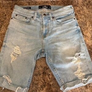 Hollister Co. distressed denim long  board shorts Sz 28